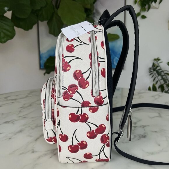 COACH Court Backpack Cherry Print Silver Red Multi-Leather main image 4